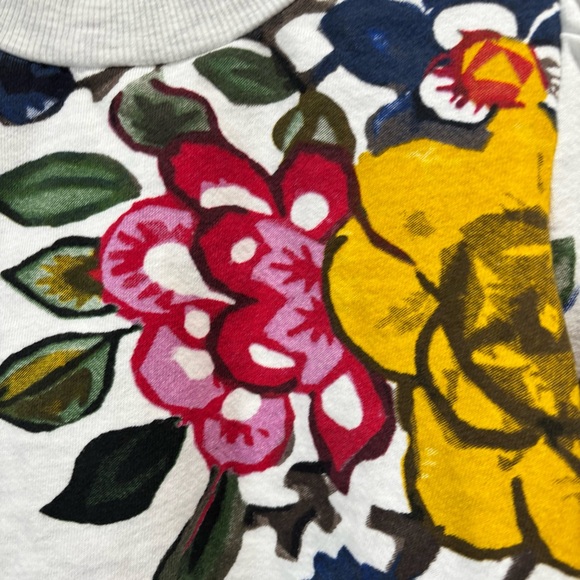 T.la Puff-Sleeved Pullover floral short sleeve sweatshirt sz XS yellow pink gray - Picture 5 of 12